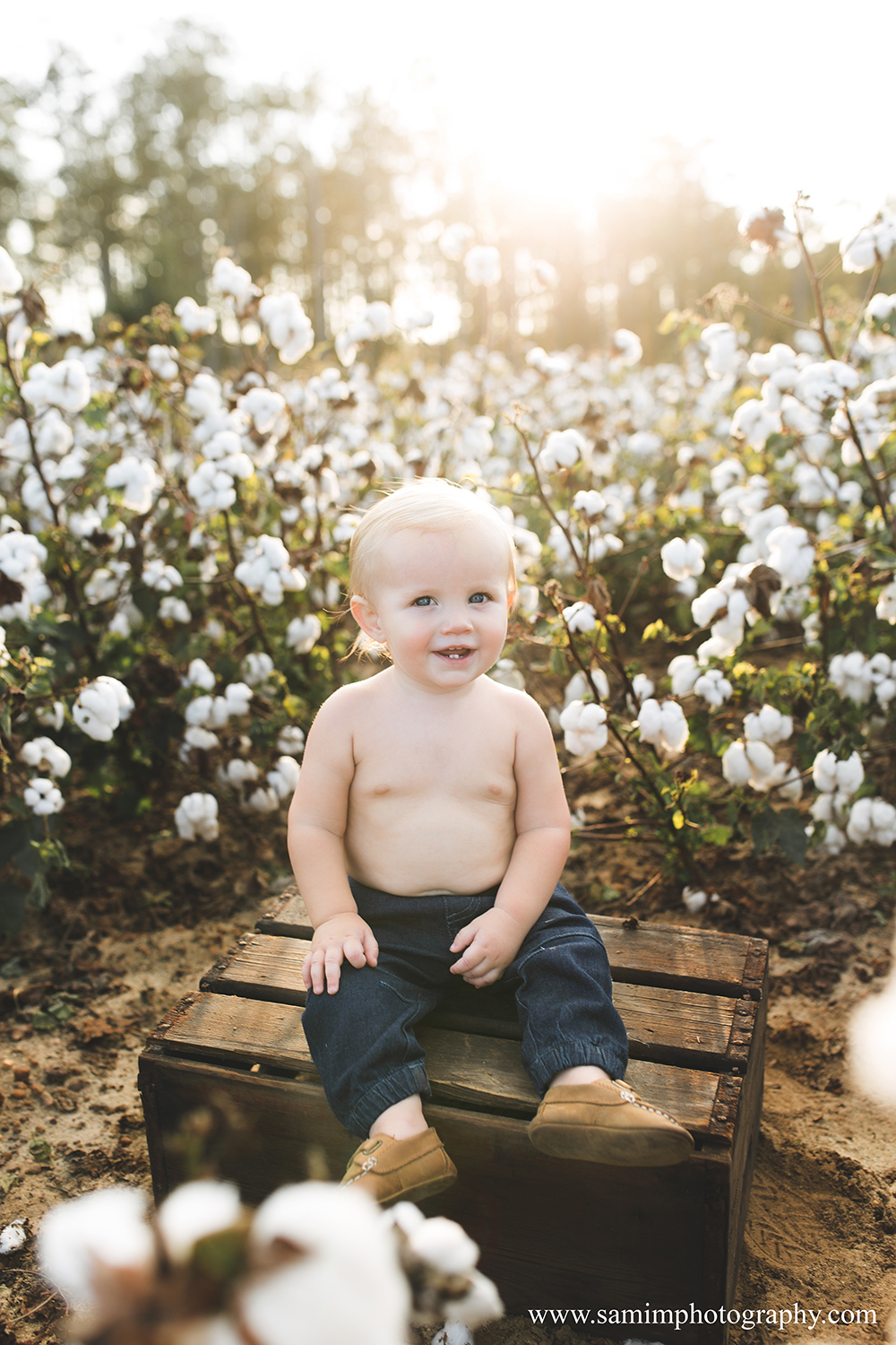 Ashburn Ga Photographer first birthday session Cotton Field