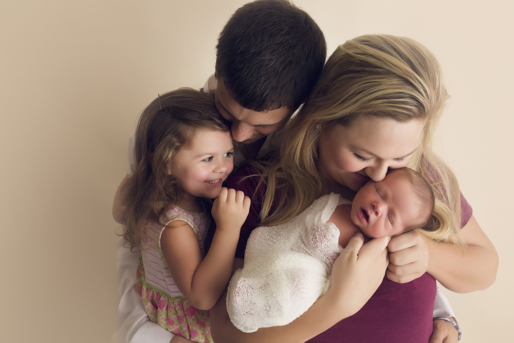 neutral newborn session newborn family with toddler photo