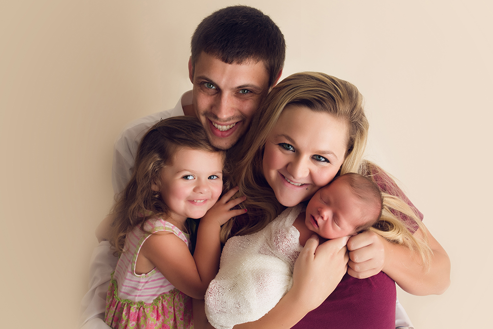 neutral newborn session newborn family with toddler photo