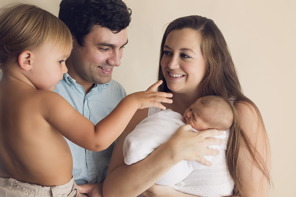 Floral Newborn Session newborn family photos with toddler