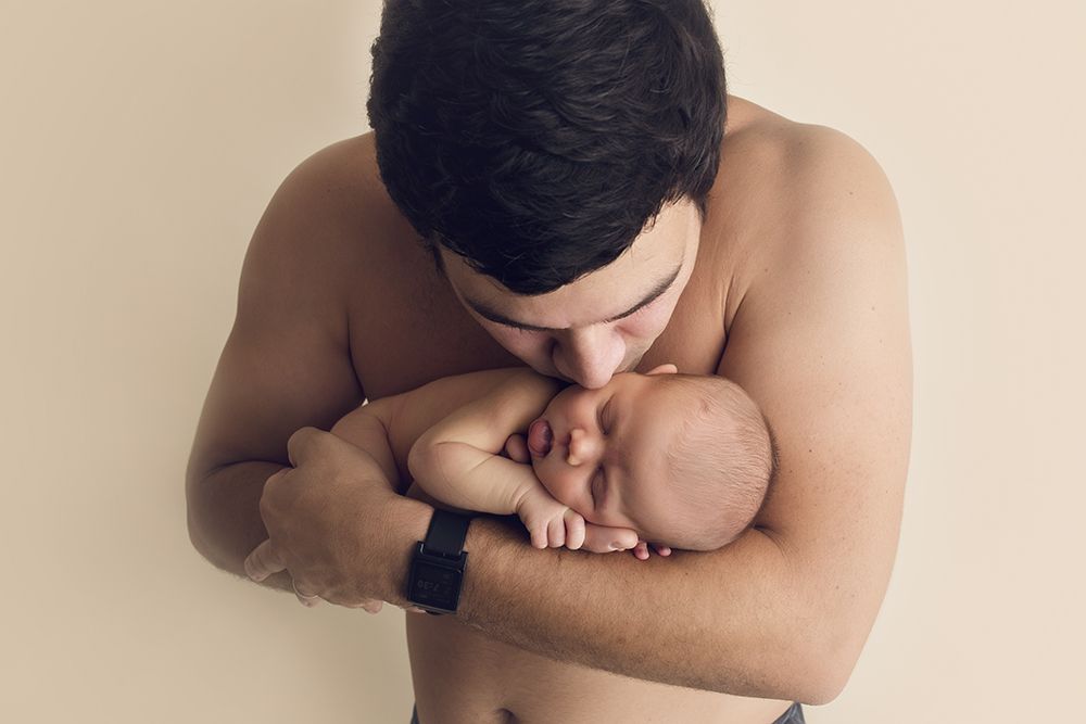 Floral Newborn Session newborn parent photos shirtless dad