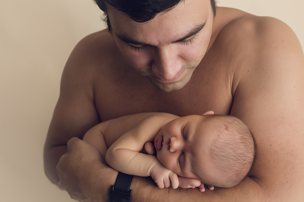 Floral Newborn Session newborn parent photos shirtless dad