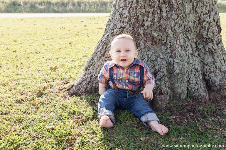 9 month Fall Session Plaid shirt and suspenders